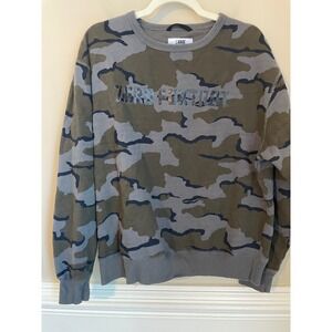 Zero Foxtrot Mens Size L‎ Camo Crewneck Sweatshirt Green Gray Fleece Pullover